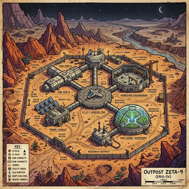 Plan d'une colonie type, terraformation JDR Express