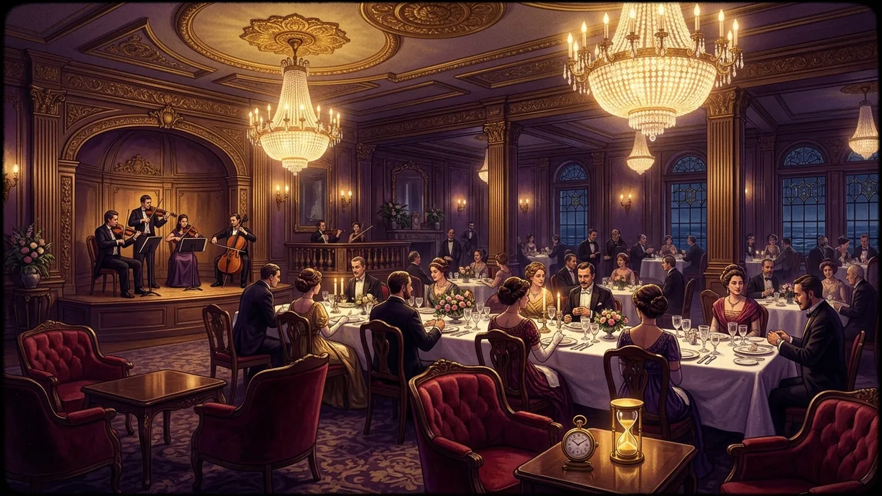 Le grand salon de 1re classe du Titanic, dîner du 14 avril 1912, JDR Maraudeurs du Sablier