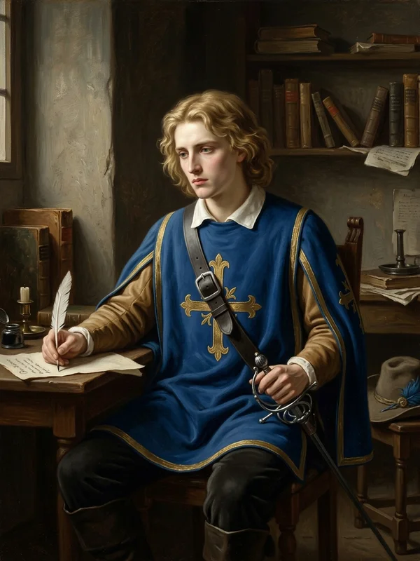 Henri de Vauclair, jeune mousquetaire blond cendré au regard clair, dit le Charroné