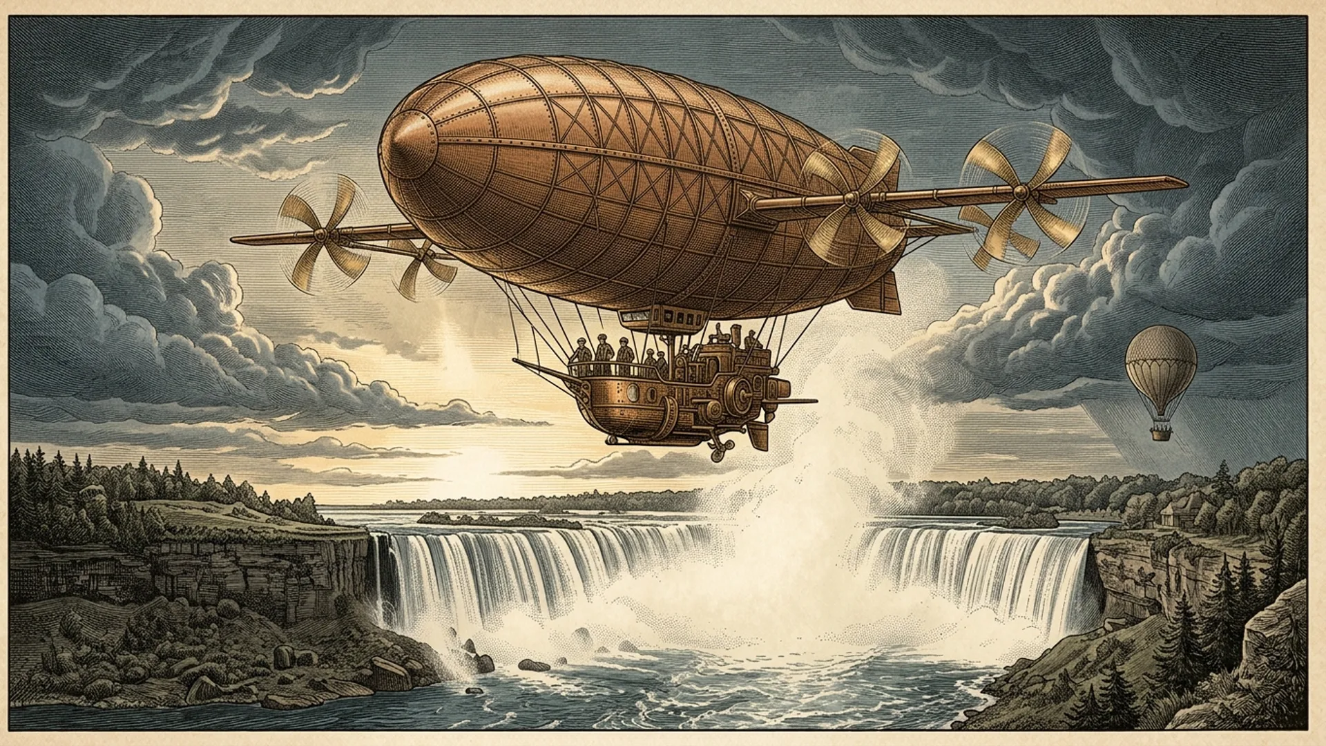 Albatros au-dessus du Niagara, JDR Express Robur le Conquérant Verne 1886