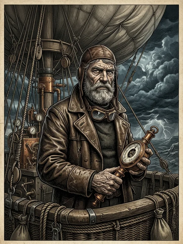 Cornelius Whitlow, capitaine de ballon vétéran à barbe blanche, JDR Express Robur