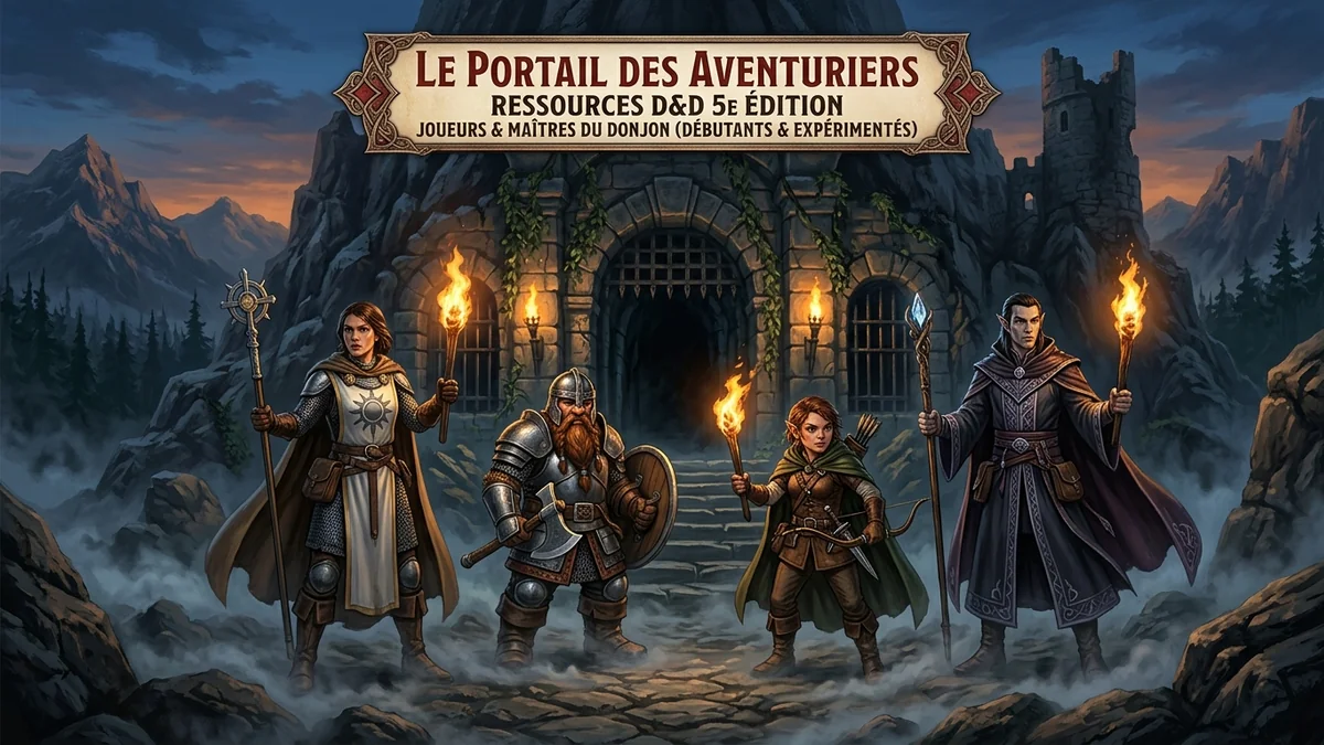 Groupe d'aventuriers Donjons et Dragons - illustration du SRD 5E 2024